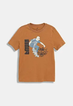 Puma tricou de bumbac pentru copii MID90s Graphic Tee I B culoarea maro, cu imprimeu, 688464 imagine