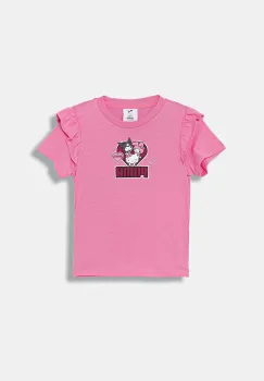 Puma tricou de bumbac pentru copii PUMA X HELLO KITTY & FRIENDS Ruffle Tee culoarea roz, 632386 imagine