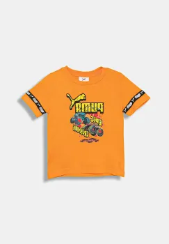 Puma tricou de bumbac pentru copii PUMA X HOT WHEELS Graphic Tee culoarea portocaliu, cu imprimeu, 632395 imagine