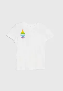 Puma tricou de bumbac pentru copii PUMA X TROLLS Tee culoarea alb, modelator imagine
