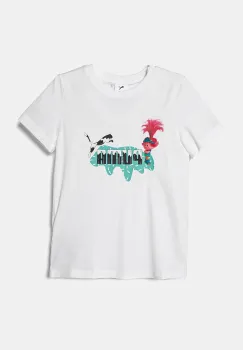 Puma tricou de bumbac pentru copii X TROLLS Tee culoarea alb, cu imprimeu, 627376 imagine