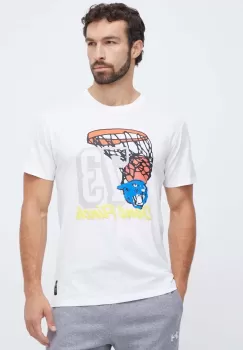 Puma tricou din bumbac barbati, culoarea bej, cu imprimeu imagine