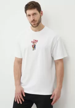 Puma tricou din bumbac barbati, culoarea bej, cu imprimeu, 624748 imagine