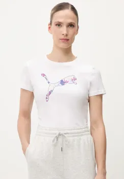 Puma tricou din bumbac culoarea alb, 685081 imagine