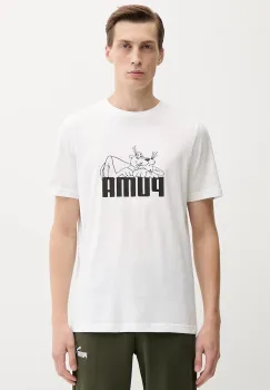 Puma tricou din bumbac culoarea alb, cu imprimeu, 632087 imagine