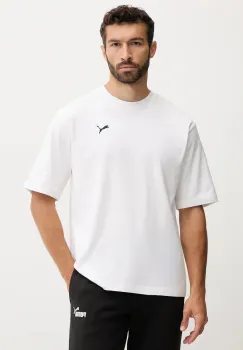 Puma tricou din bumbac culoarea alb, uni, 629645 imagine