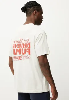 Puma tricou din bumbac culoarea bej, cu imprimeu, 629633 imagine