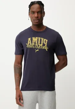 Puma tricou din bumbac culoarea bleumarin, cu imprimeu, 684643 imagine