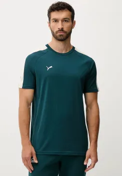Puma tricou din bumbac culoarea verde, cu imprimeu, 629592 imagine