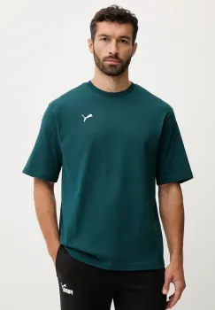Puma tricou din bumbac culoarea verde, uni, 629645 imagine