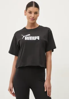 Puma tricou din bumbac femei, culoarea negru, 684972 imagine