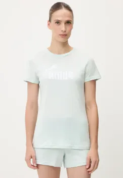 Puma tricou din bumbac femei, culoarea turcoaz, 682371 imagine