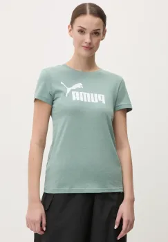 Puma tricou din bumbac femei, culoarea verde, 684969 imagine
