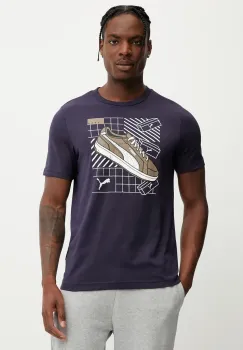 Puma tricou din bumbac GRAPHICS Sneaker culoarea bleumarin, cu imprimeu, 684830 imagine