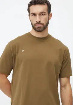 Puma tricou din bumbac MMQ barbati, culoarea verde, neted, 624009 imagine