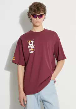 Puma tricou din bumbac PUMA X STAPLE barbati, culoarea bordo, cu imprimeu imagine