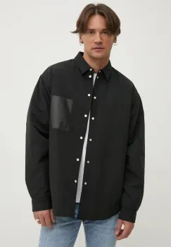 PURPLE BRAND geaca SNAP FRONT SHIRT JACKET culoarea negru, de tranzitie, M3078-CNBB125 imagine