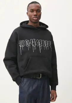 PURPLE BRAND hanorac de bumbac HWT FLEECE PO HOODY barbati, culoarea negru, cu gluga, cu imprimeu, P401-HBGD125 imagine