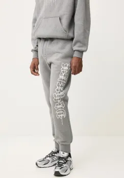 PURPLE BRAND pantaloni de trening din bumbac HWT FLEECE JOGGER culoarea gri, cu imprimeu, P490-HHGG125 imagine