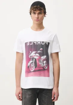 PURPLE BRAND tricou din bumbac CLEAN JERSEY SS TEE barbati, culoarea alb, cu imprimeu, P109-CBAC125 imagine