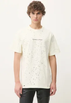 PURPLE BRAND tricou din bumbac HWT JERSEY SS TEE barbati, culoarea bej, cu imprimeu, P117-HFGT125 imagine