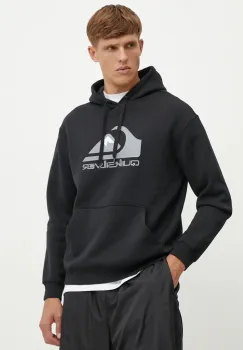 Quiksilver bluza barbati, culoarea gri, cu gluga, cu imprimeu imagine