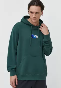Quiksilver bluza barbati, culoarea verde, cu gluga, cu imprimeu imagine