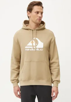 Quiksilver bluza barbati, culoarea verde, cu gluga, cu imprimeu imagine