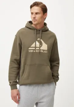 Quiksilver bluza barbati, culoarea verde, cu gluga, cu imprimeu imagine