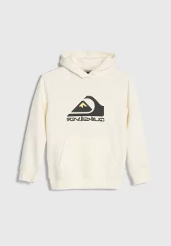 Quiksilver bluza copii BIG LOGO culoarea bej, cu gluga, cu imprimeu imagine
