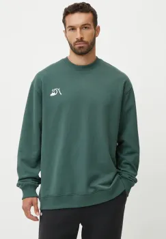 Quiksilver bluza Dna Bubble Logo Crew barbati, culoarea verde, cu imprimeu, AQYFT03375 imagine