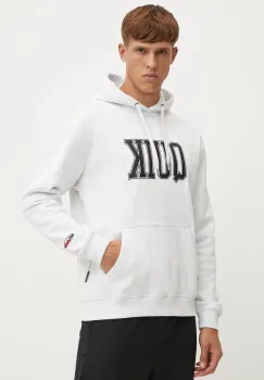 Quiksilver bluza Griffin Hoodie barbati, culoarea gri, cu gluga, cu imprimeu, AQYFT03407 imagine