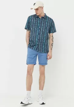 Quiksilver camasa din bumbac barbati, culoarea albastru marin, cu guler clasic, regular imagine