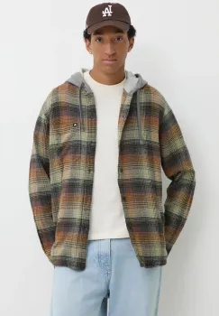 Quiksilver jacheta de camasa din bumbac Sandbar culoarea verde, de tranzitie, oversize, AQYWT03367 imagine
