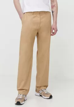 Quiksilver pantaloni de bumbac culoarea bej, drept imagine