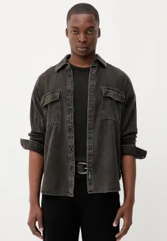 Rag & Bone camasa jeans culoarea maro, cu guler clasic, regular, RX0825FSUBB imagine