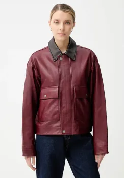 Rag & Bone geaca de piele culoarea bordo, de tranzitie, oversize, RA5A25F0MCR imagine