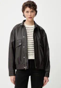 Rag & Bone geaca de piele culoarea maro, de tranzitie, oversize, WAW25P2000LT00 imagine