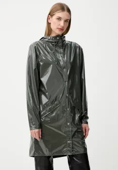 Rains geaca 12020 Long Jacket culoarea verde, de tranzitie, 12020 imagine