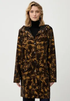 Rains geaca 12020 Long Jacket W3 culoarea maro, de tranzitie, oversize, 12020 imagine