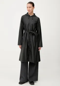 Rains geaca 12040 A-Line Longer W Jacket culoarea negru, de tranzitie, 12040 imagine