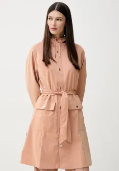 Rains geaca Curve Long Jacket W3 culoarea portocaliu, de tranzitie, 18130 imagine