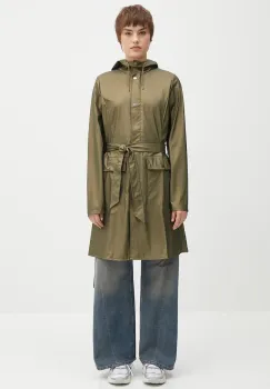 Rains geaca Curve Long Jacket W3 culoarea verde, de tranzitie, 18130.105 imagine