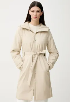 Rains geaca Lohja Long Insulated Curve Jacket W3T2 femei, culoarea bej, de tranzitie, 15880 imagine