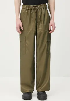 Rains pantaloni Cargo Rain Pants Wide W3 culoarea verde, drept, 18990.105 imagine