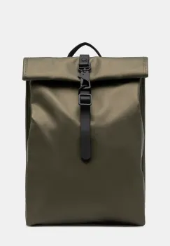 Rains rucsac Rolltop Rucksack Mini W3 culoarea verde, mare, uni, 13330 imagine