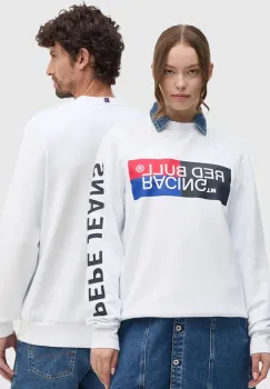 Red Bull Racing x Pepe Jeans bluza Red Bull Racing x Pepe Jeans culoarea alb, cu imprimeu, RU580007 imagine