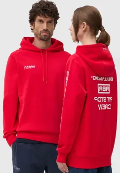 Red Bull Racing x Pepe Jeans bluza Red Bull Racing x Pepe Jeans culoarea rosu, cu gluga, cu imprimeu, RU580006 imagine