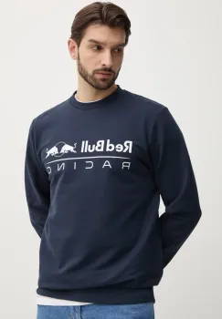 Red Bull Racing x Pepe Jeans bluza TEAM LOGO CREW barbati, culoarea albastru marin, cu imprimeu, RM580017 imagine