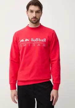 Red Bull Racing x Pepe Jeans bluza TEAM LOGO CREW barbati, culoarea rosu, cu imprimeu, RM580017 imagine